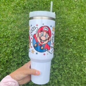 Custom 40 oz Tumbler Nintendo Super Mario Bros Tumbler 40 oz  tumbler with hand